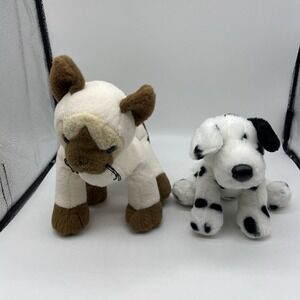 Ganz Webkinz Siamese Cat‎ HM160 Spotted Dalmatian Dog Plush Stuffed Animal Lot